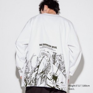 White Uniqlo Chainsaw Man × Kosuke Kawamura Ut Long-sleeve Graphic Men T Shirts | 6649713