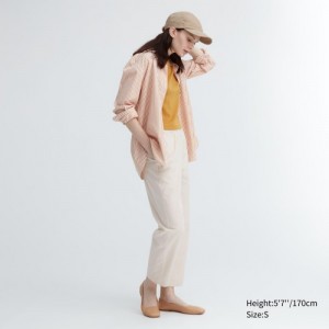 White Uniqlo Cotton Relaxed Ankle Lounge Women Pants | 804438