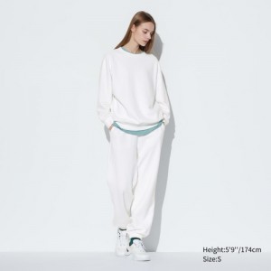 White Uniqlo Crew Neck Long-Sleeve Women Sweatshirts | 646177
