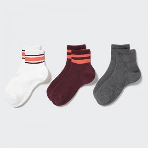 White Uniqlo Crew Pile Lined (3 Pairs) Women Socks | 7418724