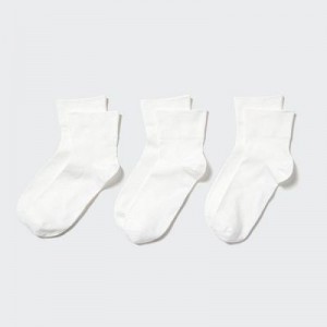 White Uniqlo Crew Tapered (3 Pairs) Women Socks | 5973688