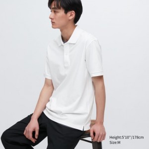 White Uniqlo Dry Pique Short-sleeve Men Polo Shirts | 2821791
