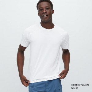 White Uniqlo Dry-ex Crew Neck Short-sleeve Men T Shirts | 1672702