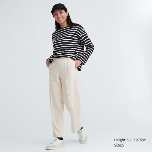 White Uniqlo Easy Wide Straight Women Pants | 9130203