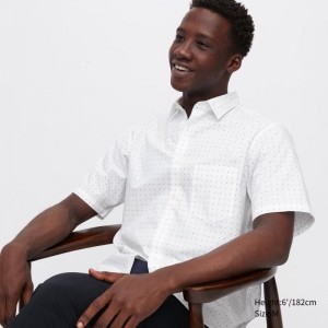 White Uniqlo Extra Fine Cotton Short-sleeve Men Shirts | 723622