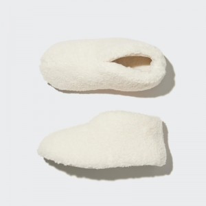 White Uniqlo Fleece Room Faux Shearling Fleece Men Slippers | 3594927