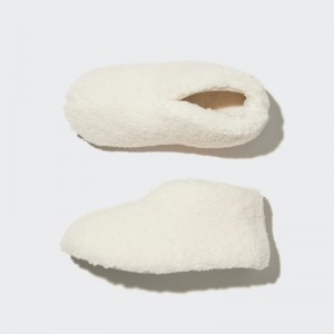 White Uniqlo Fleece Room Shoes Faux Shearling Fleece Women Slippers | 4959476