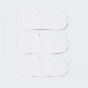 White Uniqlo Footsies (3 Pairs) Women Socks | 1016318