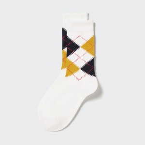 White Uniqlo HEATTECH Argyle Women Socks | 2988403