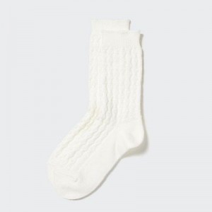 White Uniqlo HEATTECH Cable Women Socks | 8285692