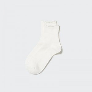 White Uniqlo HEATTECH Crew Mellow Women Socks | 5376184