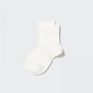 White Uniqlo HEATTECH Crew Relax Women Socks | 5452569