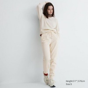 White Uniqlo HEATTECH Pile Lined Sweat Women Pants | 9792562