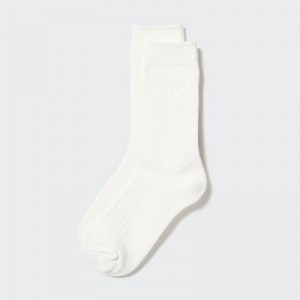 White Uniqlo HEATTECH Ribbed Women Socks | 8735041