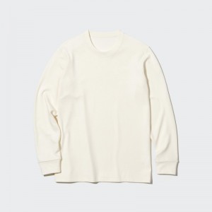 White Uniqlo HEATTECH Ultra Warm Crew Neck Long-Sleeve Men T Shirts | 5341035