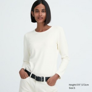 White Uniqlo HEATTECH Ultra Warm Crew Neck Long-Sleeve Women T Shirts | 4064549