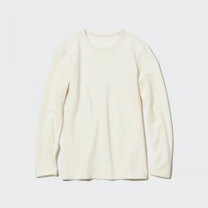 White Uniqlo HEATTECH Ultra Warm Crew Neck Long-Sleeve Women T Shirts | 7072221