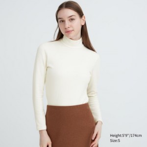 White Uniqlo HEATTECH Ultra Warm High Neck Women T Shirts | 7146598