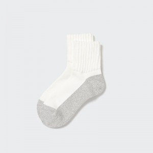 White Uniqlo Heattech Soft Pile Half Men Socks | 8582454
