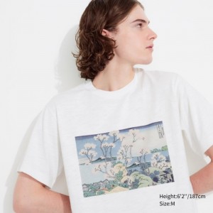 White Uniqlo Hokusai UT Short Sleeve Women T Shirts | 1539954