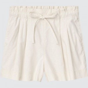 White Uniqlo Linen-Cotton Women Shorts | 1984745