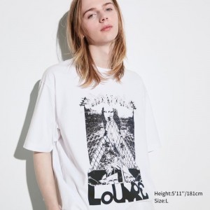 White Uniqlo Louvre By M/M Ut Oversized Short-sleeve Graphic Men T Shirts | 6396266