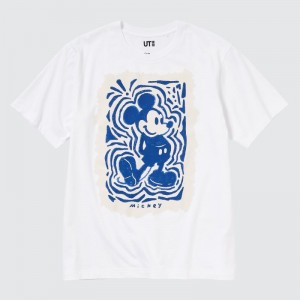 White Uniqlo Mickey Stands Ut Short Sleeve Graphic Men T Shirts | 9654287