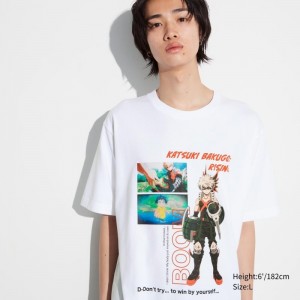 White Uniqlo My Hero Academia Ut Short-sleeve Graphic Men T Shirts | 5445032