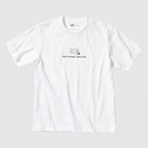 White Uniqlo PEACE FOR ALL Short-Sleeve Graphic Haruki Murakami Women T Shirts | 5072269