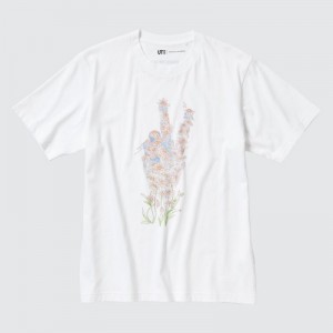 White Uniqlo PEACE FOR ALL Short-Sleeve Graphic JW Anderson Women T Shirts | 5599482