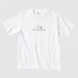 White Uniqlo PEACE FOR ALL Short-Sleeve Graphic Haruki Murakami Men T Shirts | 1644765