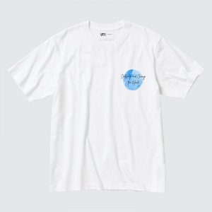 White Uniqlo Peace For All Ut Gordon Reid Short-sleeve Graphic Men T Shirts | 2705003