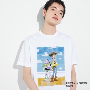 White Uniqlo Pixar Art Ut Short-sleeve Graphic Adam Lister Men T Shirts | 1072946