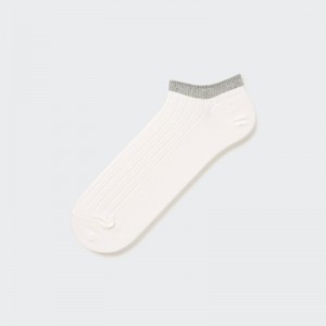 White Uniqlo Ribbed Short Men Socks | 8364325