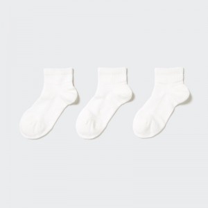 White Uniqlo Short 3 Pack Sports/Piled Women Socks | 379406