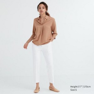 White Uniqlo Smart Ankle (2-Way Stretch) Women Pants | 5326231