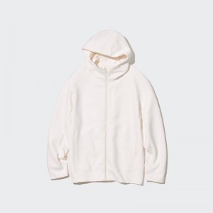 White Uniqlo Stretch Dry Sweat Long-sleeve Full-zip Men Hoodie | 2350602