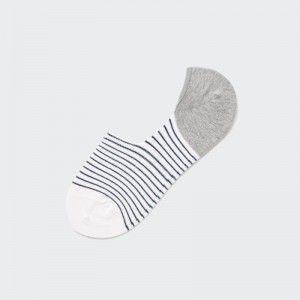 White Uniqlo Striped Low Cut Men Socks | 7452702