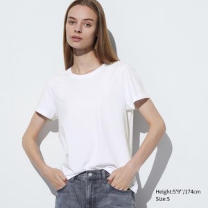 White Uniqlo Supima Cotton Crew Neck Short Sleeve Women T Shirts | 5058578