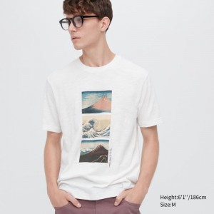 White Uniqlo Ukiyo-e Ut Short-sleeve Graphic Men T Shirts | 7593606