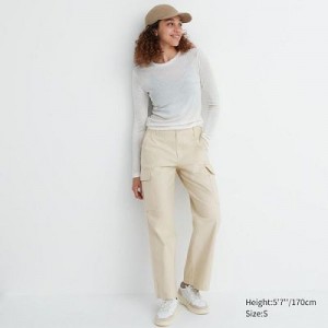 White Uniqlo Wide Straight Cargo Women Pants | 7173003