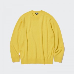 Yellow Uniqlo Cashmere Crew Neck Long-sleeve Men Sweaters | 4425230