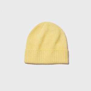 Yellow Uniqlo Cashmere Knitted Women Beanie | 9556536