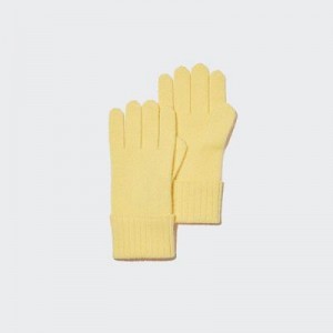 Yellow Uniqlo Cashmere Knitted Women Gloves | 5167624