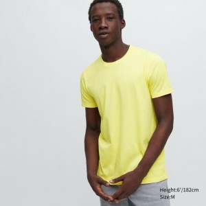 Yellow Uniqlo Dry Crew Neck Short-sleeve Color Men T Shirts | 311103