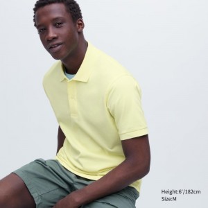 Yellow Uniqlo Dry Pique Short-sleeve Men Polo Shirts | 6207848