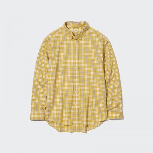 Yellow Uniqlo Extra Fine Cotton Broadcloth Long-sleeve Men Shirts | 2989134