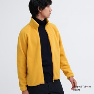 Yellow Uniqlo Fleece Long-sleeve Full-zip Men Jackets | 7083099