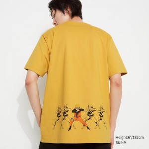 Yellow Uniqlo Naruto Ut Short-sleeve Graphic Naruto Uzumaki Men T Shirts | 3715105