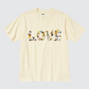 Yellow Uniqlo PEACE FOR ALL Short-Sleeve Graphic Peanuts Women T Shirts | 4645361